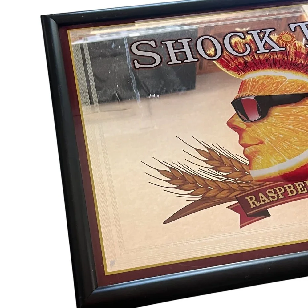 Shock Top Mirror Raspberry Wheat Beer Sign Belgian Ale Brewed Man Cave Bar Sign